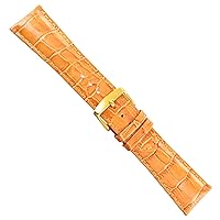 24mm deBeer Baby Crocodile Grain Orange Padded Stitched Watch Band Mens Long