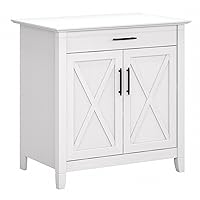 Bush Furniture Key West Secretary Desk | Accent Cabinet with Work Surface in Pure White Oak | 30W x 20D Hidden Writing Table and Storage for Small Spaces