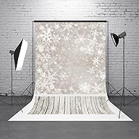 3X5ft White Snow Theme Christmas Eve Photography Background White Wood Grille Background Christmas Party Decoration Banner