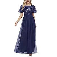 Women's Embroidery Floor-Length Empire Waist Bridesmaid Prom Dress