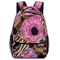 Rainbow Donuts Unisex Laptop Backpack Lightweight Shoulder Bag Travel Daypack
