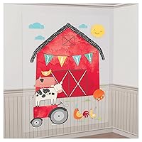 Barnyard Birthday Scene Setters with Props (16-Pack) - Multicolor Paper & Plastic Farm-Themed Decorations - Perfect for Photo Booth Fun & Memorable Celebrations
