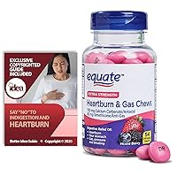 Equate Extra Strength Heartburn Relief + Gas Relief Chews, Mixed Berry, 54 Ct Bundle with Exclusive 
