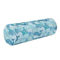 Blue Waves Whale Bolster Pillow Yoga Neck Roll Pillow Outdoor Round Pillows Cervical Cylinder Lumbar Support Pillow for Couch