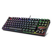 Redragon K552 Mechanical Gaming Keyboard 60% Compact 87 Key Kumara Wired Cherry MX Blue Switches Equivalent for Windows PC Gamers (RGB Backlit Black) (Renewed)