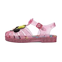mini melissa Possession Disney Jelly Shoe for Kids - Iconic 90s Original Jelly Shoe Featuring Mickey and Minnie Mouse Applique, Transparent Fisherman Sandal for Kids