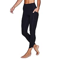 RBX Active Women's Athletic Running Yoga Mesh Detail High Waist 7/8 Length Squat Proof Ankle Legging with Pockets Tulip Hem Black S