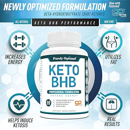 Purely Optimal Premium Keto Diet Pills Utilize Fat for Energy with Ketosis - Boost Energy & Focus, Manage Cravings, Support Metabolism - Keto Bhb Supplement for Women & Men - 30 Days Supply