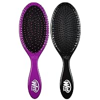 Wet Brush Original Detangler - Purple and Black (Pack of 2) - Exclusive Ultra-soft IntelliFlex Bristles - Glide Through Tangles With Ease For All Hair Types - For Women, Men, Wet And Dry Hair