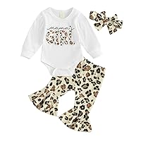 3PCS Infant Toddler Baby Girl Clothes Ruffle Romper Bodysuit Floral Halen Pants Headband Outfits