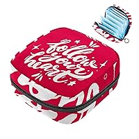 Portable Menstrual Pad Bags, Large Capacity Sanitary Napkin Storage Bag, First Period Kit for Girls Women, Zipper Nursing Pad Holder Lettering Inspirational Pink