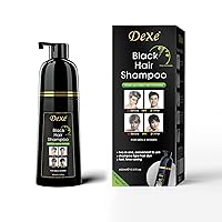 Dexe Instant Black Hair Shampoo 13.53 Fl Oz, Hair Dye Shampoo For Men & Women- Mild Plant Formula-Ammonia Free-100% Gray Coverage-Easy & Quick -Lasts 30 Days 3 in 1 Black Hair Dye 400ml