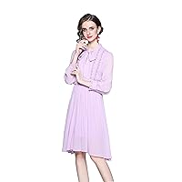Women's Long Sleeve Tie Rounded Neckline A-line Casual Mini Dress