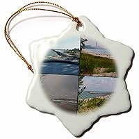 3dRose ORN_36366_1 Indian a Dunes National Park Water Collage Snowflake Ornament, Porcelain, 3