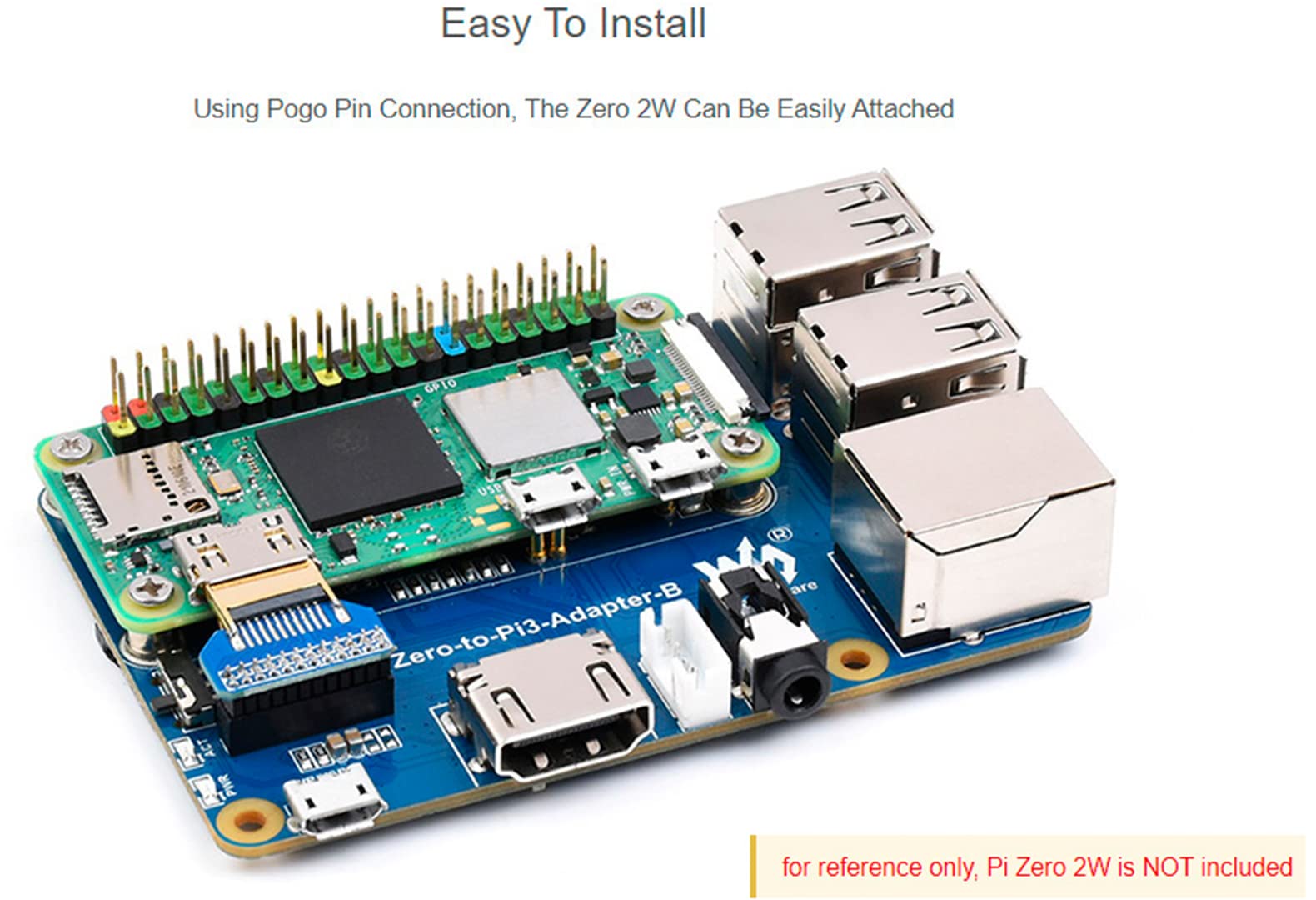 Raspberry Pi Zero 2W to Pi 3B/3B+ Adapter, Based on Raspberry Pi Zero 2 W to Reproduce Original Appearance of Pi 3B/3B+, Alternative for Raspberry Pi 3 Model B/3B+, Compatible with Pi 3B/ 3B+ HATs