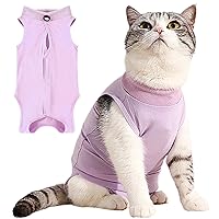Cat Surgery Recovery Suit, E-Collar & Cone Alternative Cat Surgery Recovery Suit Soft Breathable Cat Post Surgery Suit for Female Cat, Post-Surgery or Skin Diseases Protection Purple M