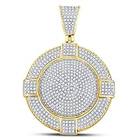 The Diamond Deal 10kt Yellow Gold Mens Round Diamond Circle Frame Medallion Charm Pendant 7/8 Cttw