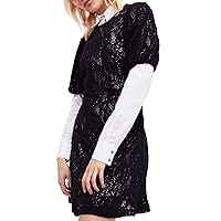 Free People Women's Large Contrast Overlay Shirt Dress
