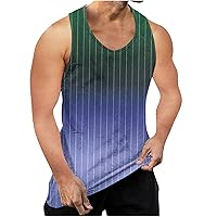 Fitness Tank Tops Mens Sleeveless Sports Shirts Scoop Neck Stylish Gym Vest Classic Striped Muscle Fit T-Shirt