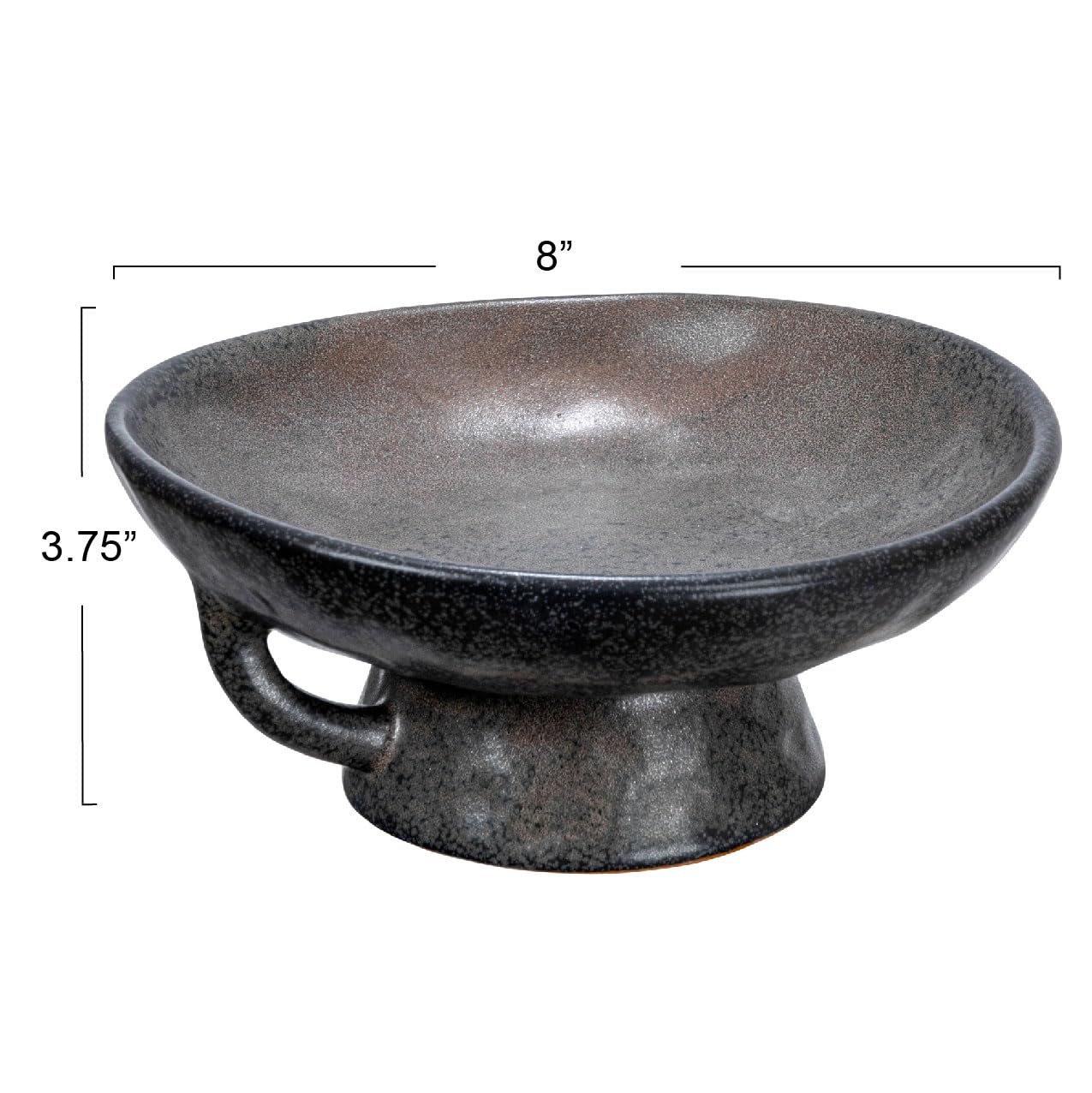 Creative Co-Op Stoneware Handle and Base, Black Reactive Glaze Bowl