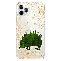 TPU Case Compatible with iPhone 15 14 13 12 11 Pro Max Plus Mini Xs Xr X 8+ 7 6 5 SE Green Hedgehog Slim fit Design Cute Art Floral Clear Pine Cute Animals Abstract Flexible Silicone Print Wood