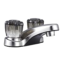 Dura Faucet DF-PL700S-SN RV Bathroom Faucet with Smoked Acrylic Knobs (Brushed Satin Nickel)