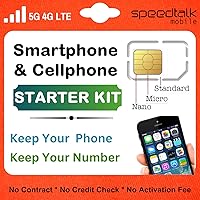 Universal SIM Card Starter Kit for 5G 4G LTE iOS Android Smart Phones | Talk Text Data | Triple Cut 3 in 1 Simcard - Standard Micro Nano | No Contract Cellphone Plan | US Coverage