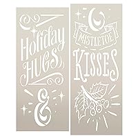 Vertical Holiday Hugs Tall Porch Sign Stencil by StudioR12-4ft - USA Made - Craft DIY Christmas Entryway Home Decor | Paint Wood Porch Leaner Signs (4 Foot)