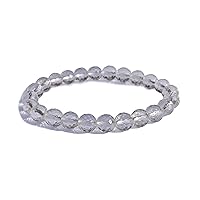 Faceted Diamond Cut Bracelet Clear Quartz Crystal Bead Bracelet Size 8mm Natural Healing Reiki Crystal Chakra Balancing Vastu Stone