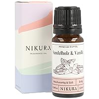 Nikura Sandalwood and Vanilla Fragrance Oil - 10 ml | Perfect for Soap and Candle Making, Wax Melts, Diffusers for Home, Aroma Burner | Ideal for Use in Bath Bombs, Perfume Fragrance, Candle Fragrance