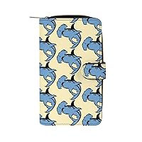 Hammerhead Shark Pattern Purse for Women Large Capacity Zip Around Travel Clutch Wallet with Compartment