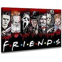 Horror Movie Canvas Painting Framed - Horror Movie Friends Canvas Posters Decorative Poster on Canvas Wall Decor for Living Room Bedroom (h-10, 16.00