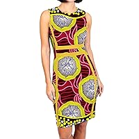 African Print Dresses for Women Sleeveless O-Neck Bodycon Dress Summer Mini Dress Casual Summer Dress Vintage Print