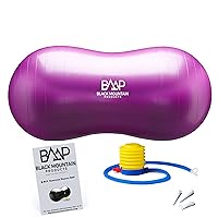 Black Mountain Products Exercise Stability Yoga Peanut Ball, Foot Pump, Ball Plug, Plug Puller, 2000 Lbs Static Weight Capacity Antiburst