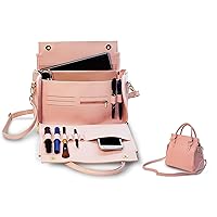 AVOOVU Women's Multi-Pocket Bag - Opening Front PU Leather Organiser Compartments Multi-Function - Stylish Hand and Shoulder Bag - Casual Comfortable Durable Heavy Duty