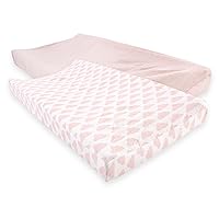 Hudson Baby Unisex Baby Cotton Changing Pad Cover, Heather Pink Cloud, One Size