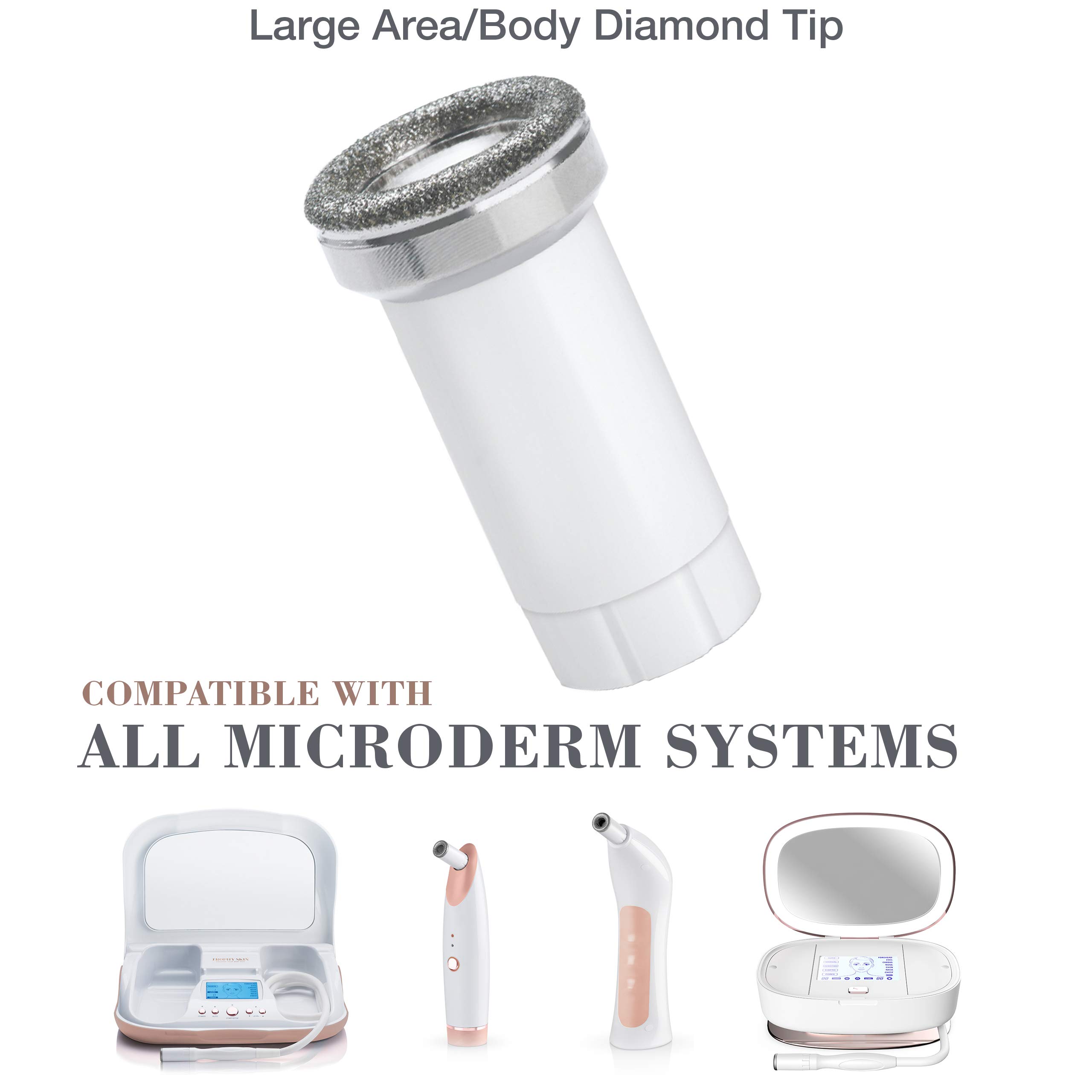 Trophy Skin Large Diamond Tip - Compatible with Any Trophy Skin Microdermabrasion Machine - Professional-Quality Home Spa Kit Accessory to Exfoliate and Rejuvenate Larger Body Parts with Real Diamonds