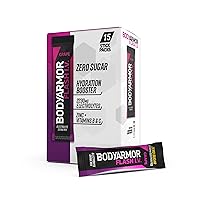 BODYARMOR Flash IV Electrolyte Packets, Grape - Zero Sugar Drink Mix, Single Serve Packs, Coconut Water Powder, Hydration for Workout, Travel Essentials, Just Add Sticks to Liquid (15 Count)