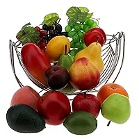 Fake Mixed Fruit Artificial Apple, Peach, Pear, Orange, Grape, Mango, Lemon, Pomegranate, Avocado, Kiwi Model Home Kitchen Decoration - 17 Pcs