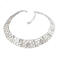 .35 CTS Diamond Cut-Out Sterling Silver 925 Collar Chain Necklace