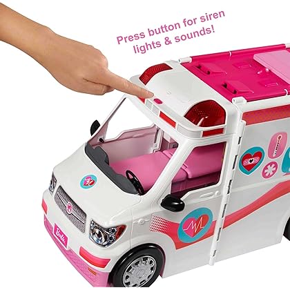 ​​​Barbie Playset with 20+ Accessories, Emergency Vehi​​cle Transforms into 2+ Foot Hospital with Lights and Sounds, Care Clinic​​​​​​​​