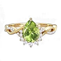 10K 14K 18K Gold 1 Carat Pear Gemstone Vintage Vine Engagement Ring with Real Diamond for Women Birthstone Wedding Promise Rings for Her Wife Size 4~12 (I2-I3 Clarity)