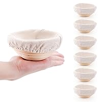 Mini Bread Dough Proofing Basket & Liner (Set of 6, 5 inch), Sourdough Bread Bakery Bowls for Professional & Home Bakers