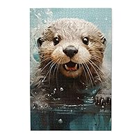 Cute Otter Jigsaw Puzzle 1000 Piece for Adults & Kids, Wall Hanging Puzzles Intellectual Decompressing Fun Family Game Large Puzzle Game Toys Gifts