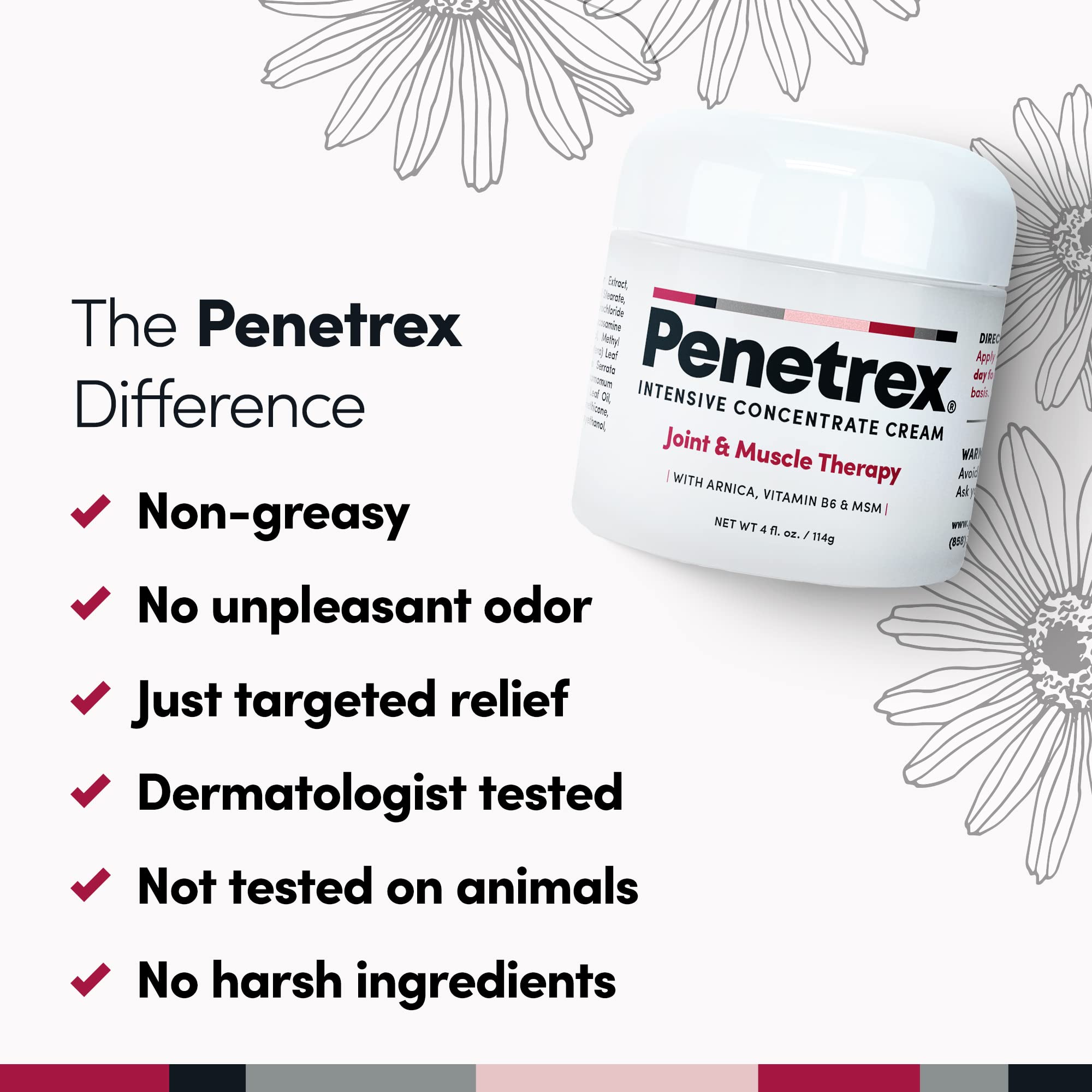 Penetrex Joint & Muscle Therapy – 4oz Cream – Intensive Concentrate Rub for Joint and Muscle Recovery, Premium Formula with Arnica, Vitamin B6 and MSM Provides Relief for Back, Neck, Hands, Feet