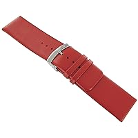 30mm Genuine Leather Flat Unstitched Square Tip Red Watch Band Strap
