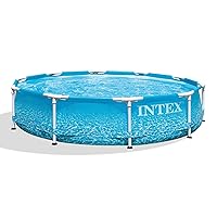Intex 28206EH Large Round Above Ground Swimming Pool with Reinforced Sidewalls and Metal Frame for Backyard or Outdoor Use, 10 Foot by 30 Inch
