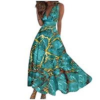 Summer Dress for Women Applique Deep V Neck Batwing Sleeve Princess Sundress Split Flowy Pleated Mini Dresses