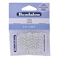 Artistic Wire Beadalon Chain 3.4mm Elongated Silver Plated, 2-Meters
