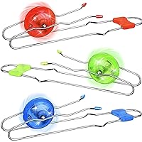 Jishi 3-Pack Retro Magic Rail Twirlers Kids Classic Vintage Toys, Light Up Magnetic Gyro Wheel Fidget Toys, Old Fashioned Trick Yoyo Gravity Stunt Toys Cool Fun Unique Gifts for 3+ Year Old Boys Girls